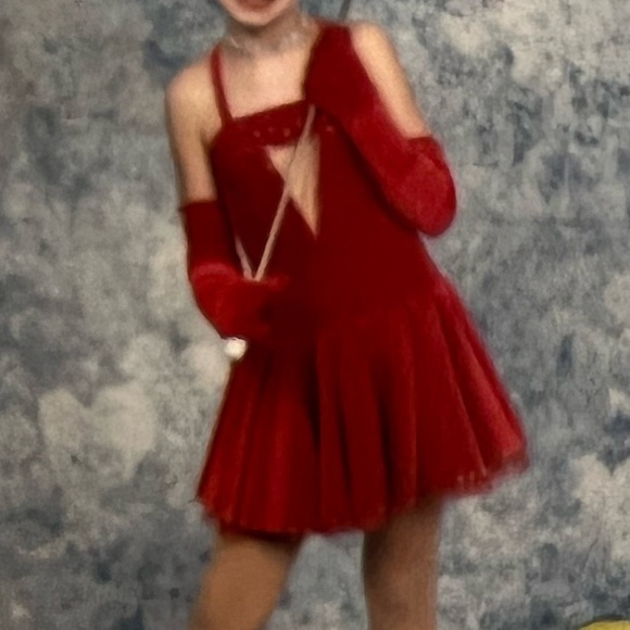 Art Stone Dance Competition Solo Costume Red Velvet Swarovski Crystals Jazz Tap - Picture 9 of 9